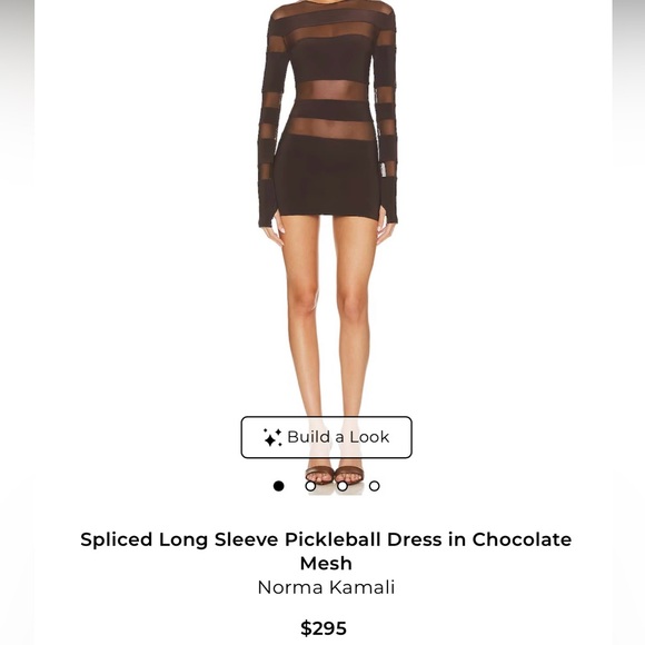 Spliced Long Sleeve Pickleball Dress in Black Mesh - Picture 3 of 3